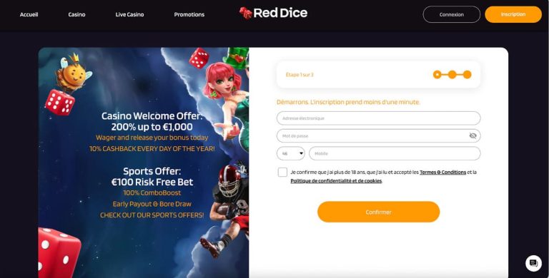 RedDice Casino inscription